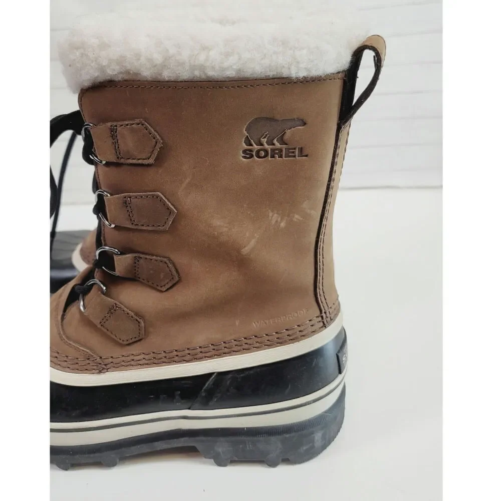 SOREL 1964 Pac Nylon Waterproof Snow Boots in Tabacco Black, sz 8.5